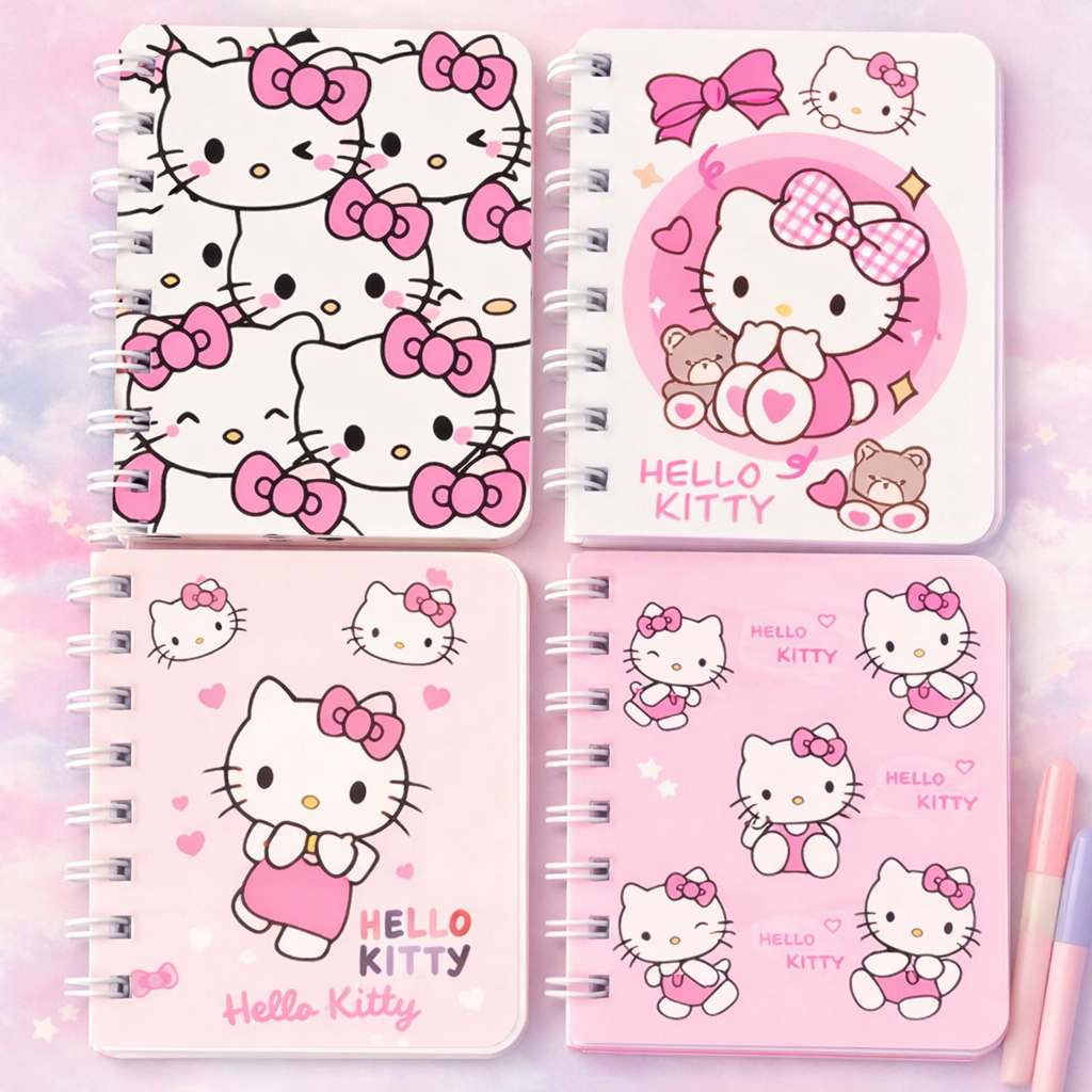Hello Kitty mini notebook with all-over Hello Kitty face pattern