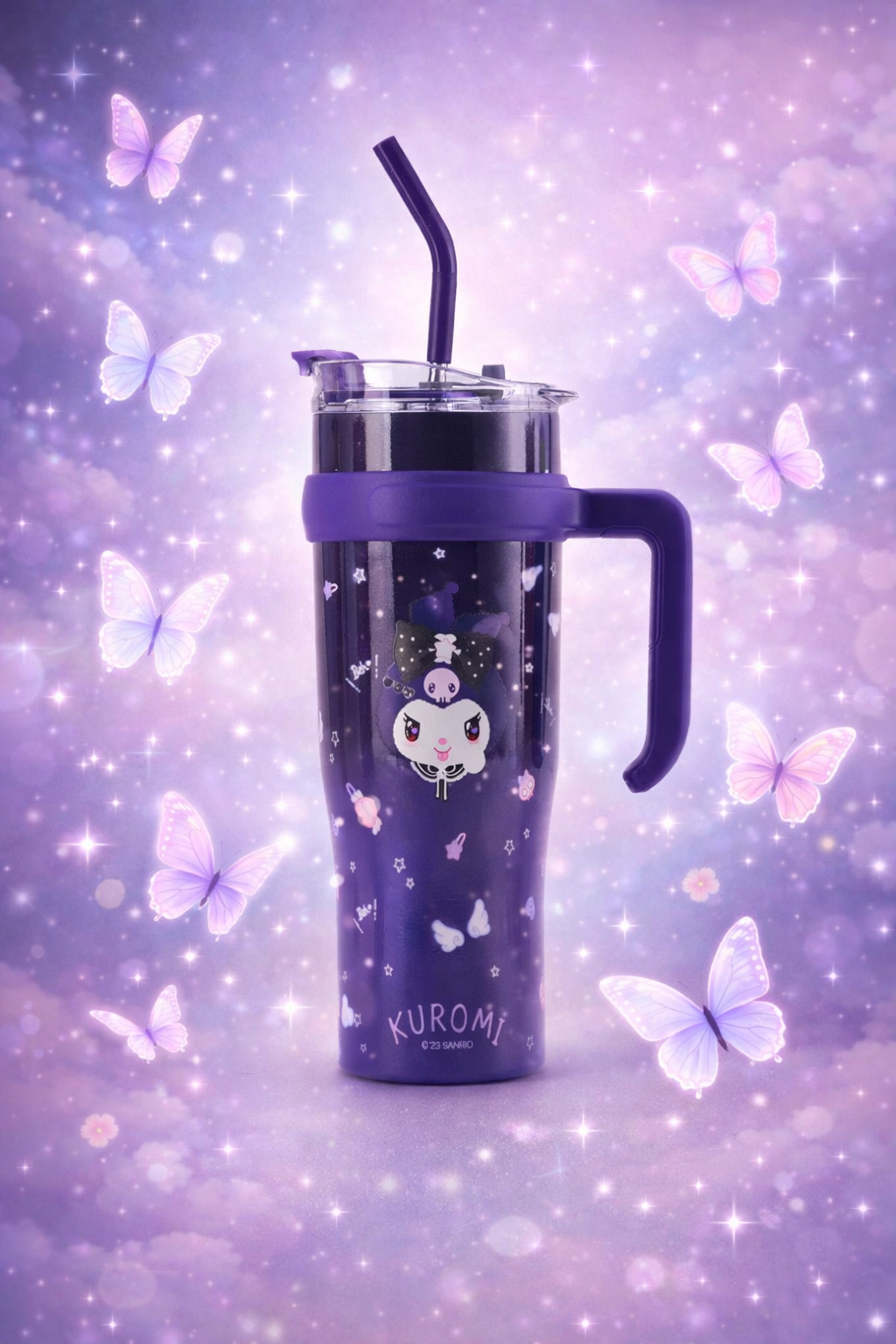 Kuromi 40oz Tumbler with purple butterfly design