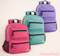 Pastel backpacks in pink, teal, and purple