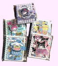 Sanrio mini spiral notebooks assorted with Kuromi, My Melody, Cinnamoroll and Pom Pom Purin designs