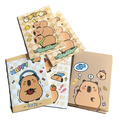 Kawaii capybara mini notebooks with Happy Lovely checkered and nature designs