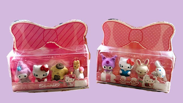 Sanrio characters mini figurine set in pink bow display case