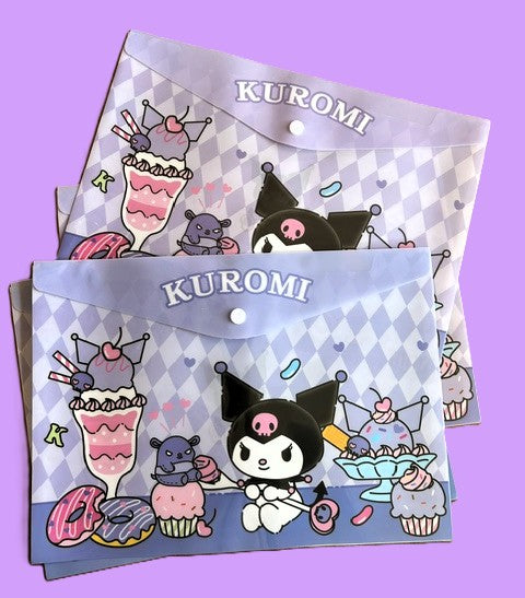 Kuromi document folders in purple diamond pattern