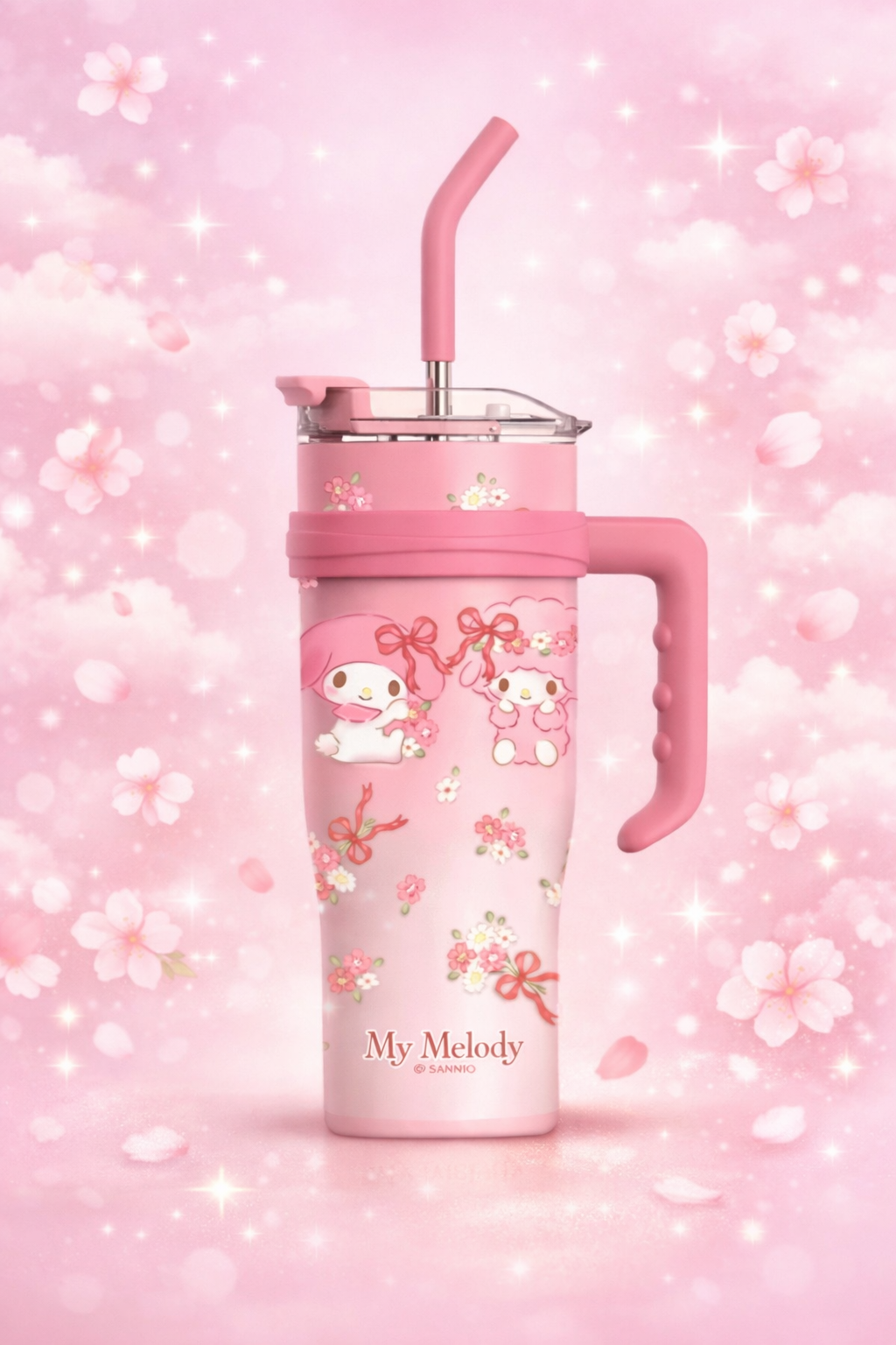 My Melody 40oz Tumbler in pink cherry blossom design